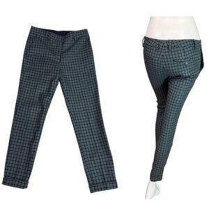 QL2 Ikram Lined Wool Green Blue Plaid Trouser Pants Italy Luxury $564 Size EU 38